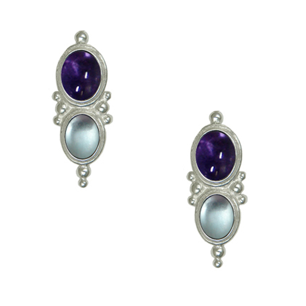 Sterling Silver Drop Dangle Earrings With Iolite